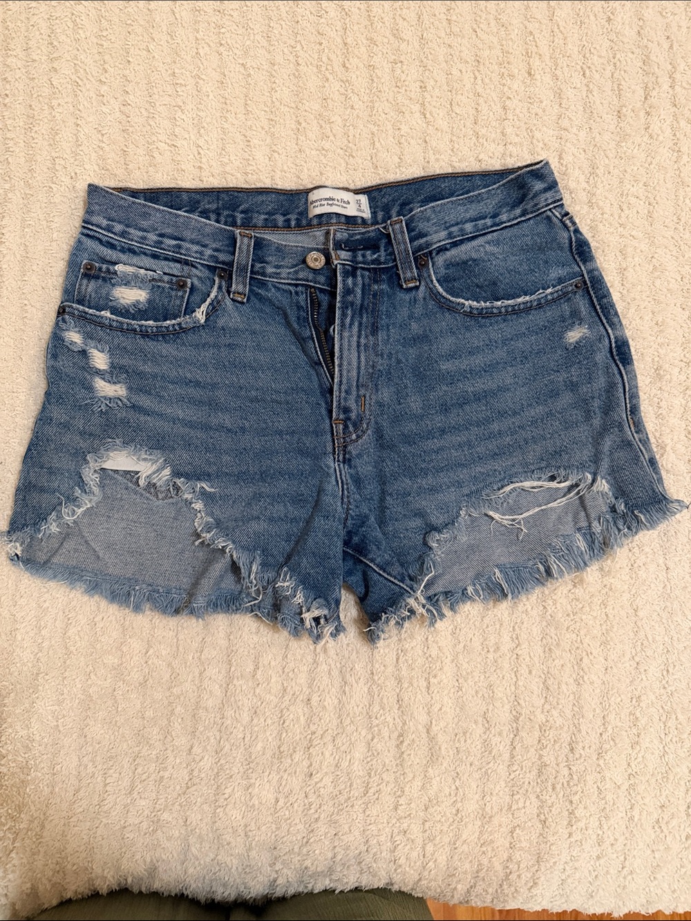 Abercrombie & Fitch Distressed Denim Shorts - Blue